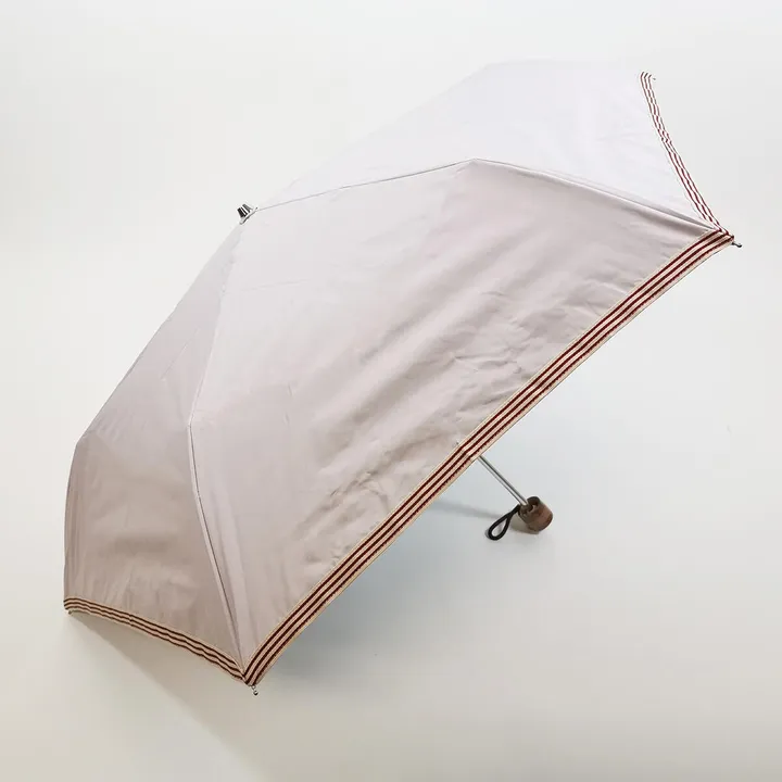 UVカット&完全遮光 遮熱 無地裾レトロマリンボーダー 晴雨兼用3段