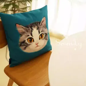 定番【在庫特価】猫イラスト クッションカバー『MEWJIミャオジ』綿 枕