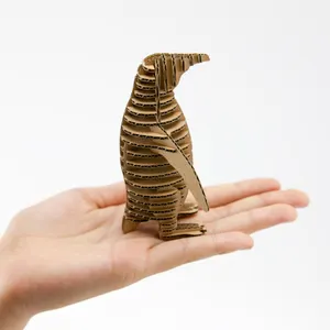 ペンギン　ハンドメイド 4点 ペンギン段（とりだん） PENGUIN104／段ボールクラフト Natural