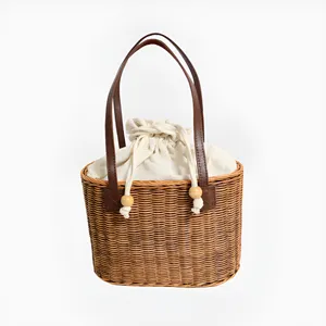 ラタンカゴバッグ（四角） ダークブラウン - 仕入れ、卸ならグッズ