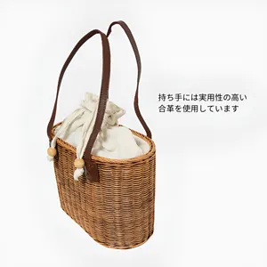 【新品未使用】カゴ風バッグ　ダークブラウン ラタンカゴバッグ（四角） ダークブラウン - 仕入れ、卸ならグッズ