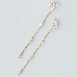 デイジーK18ダイヤモンド華奢ロングピアス｜4月誕生石 - 仕入れ、卸  