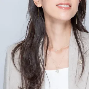 K18ダイヤロングピアス K18イエローゴールド ダイヤモンド ロングピアス | シンプリッチ