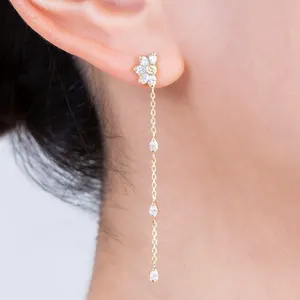 K18ダイヤロングピアス デイジーK18ダイヤモンド華奢ロングピアス｜4月誕生石 - 仕入れ