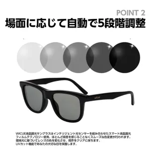 WICUE スライド式調光サングラス マットブラック 2023年流行りの