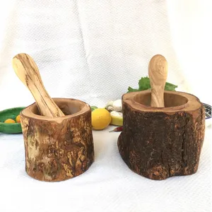 オリーブの木 超特大 すり鉢すりこ木のセット 高さ約20cm オリーブの木