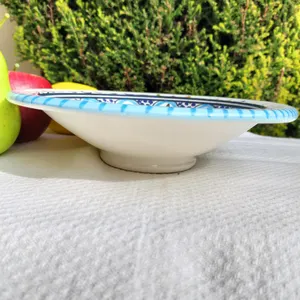 中国民国時代の皿、上海産 クスクス皿 tebsi 地中海サーフィア・スカイブルー イタリア＆北