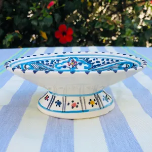 ソープディッシュ 陶器製 ブルーの渦がかわいい モーリッシュスタイル