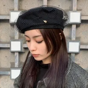 TULLE BERET 【チュールが可愛すぎる綿素材のベレー帽】 BLK BLK 