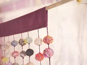 新品 【手作り】 【世界に1つだけ】の さをり織りのれん 【2点