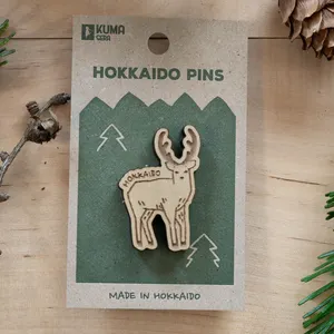 北海道限定　ピンバッジ6種セット❗️Hokkaido PINS HOKKAIDO PINS】北海道の木製ピンバッジ 蝦夷シカ 木製ピンバッジ