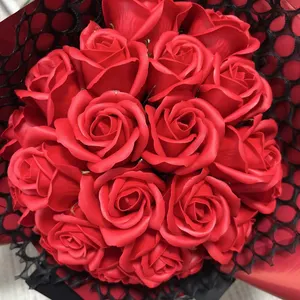 赤系21本フラワーギフトバラ大人気枯れないお花花束 大人気ソープ