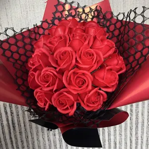 21本ダークレッドバラブーケプレゼント お祝い 枯れない花 永生薔薇　特別な人へ 赤系21本フラワーギフトバラ大人気枯れないお花花束 大人気ソープ